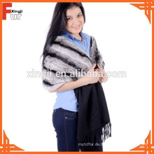 Echtes Rex Kaninchenfell + 100% Cashmere Pashmina